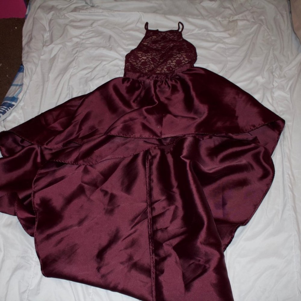 Emerald Sundae Crimson and Gold Formal Dress